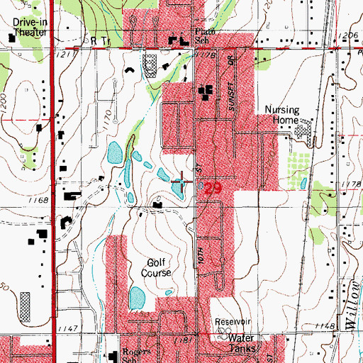 Topographic Map of First United Methodist Church, OK
