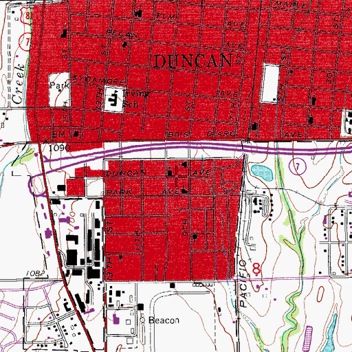 Topographic Map of Grace Baptist Church, OK