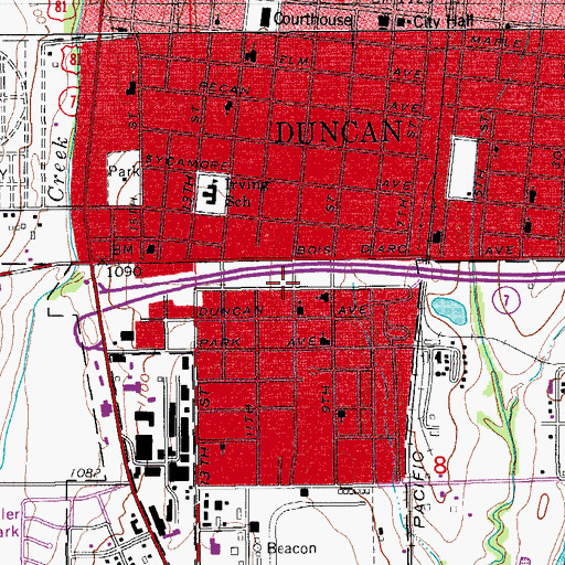 Topographic Map of Highland Park Baptist Church, OK