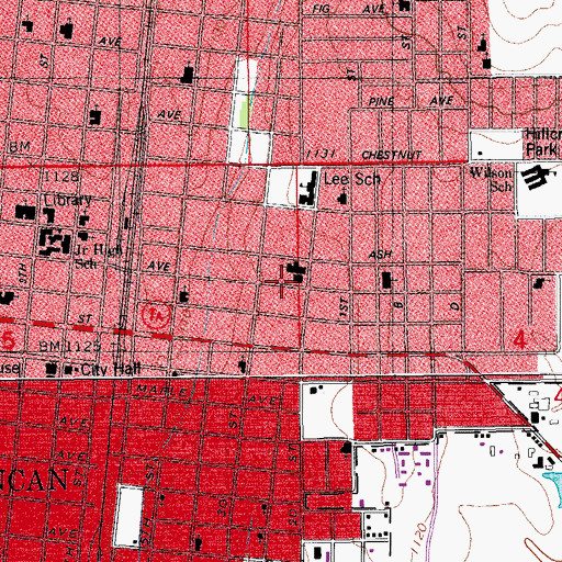 Topographic Map of Immanuel Baptist Church, OK