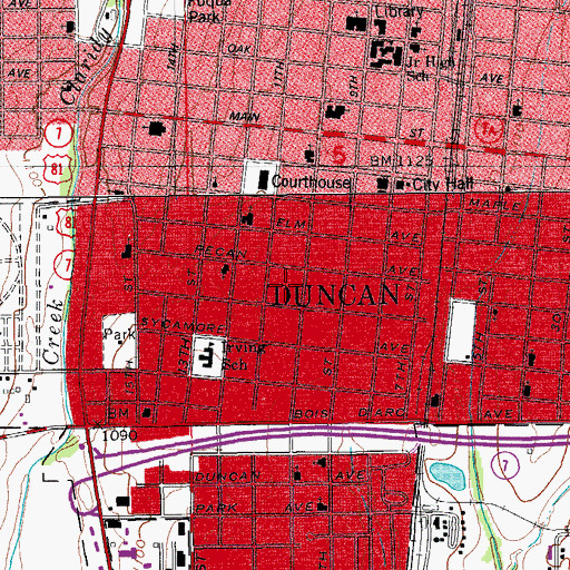 Topographic Map of Mullins Baptist Church, OK
