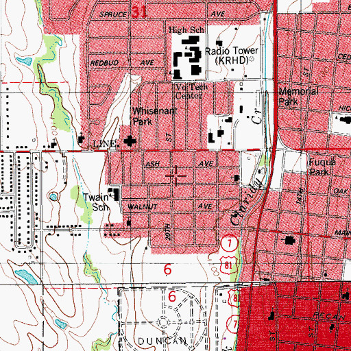 Topographic Map of Oak Avenue Church-The Nazarene, OK