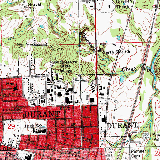 Topographic Map of Baptist Student Center, OK