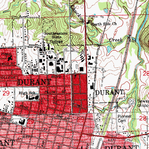 Topographic Map of Church of Christ, OK