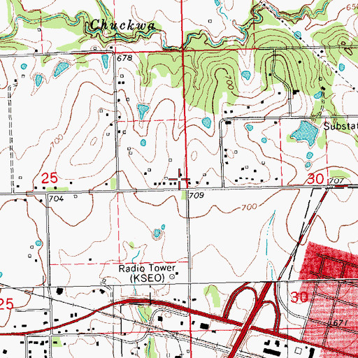 Topographic Map of Faith Missionary Baptist Church, OK