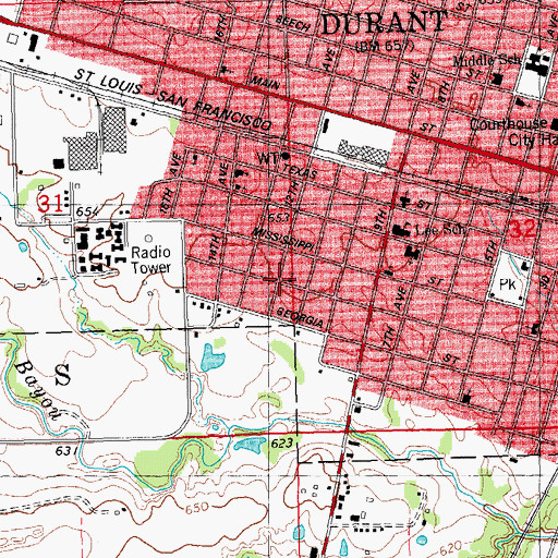 Topographic Map of Family Worship Foursquare, OK