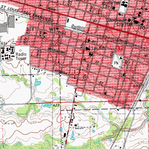 Topographic Map of First Assembly of God Church, OK