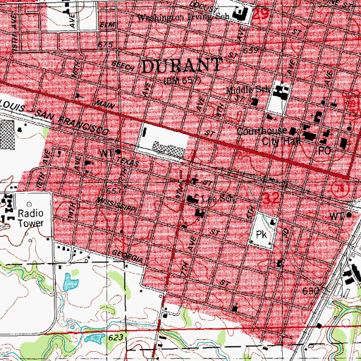 Topographic Map of First Church of the Nazarene, OK