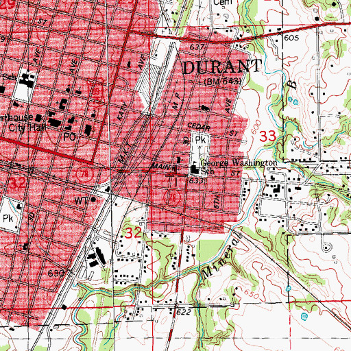 Topographic Map of Grace Baptist Church, OK