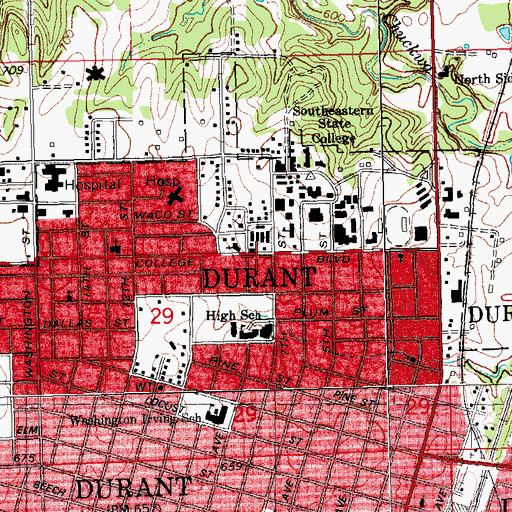 Topographic Map of Saint Williams Catholic Church, OK