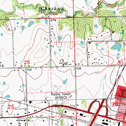 Topographic Map of Victory Life, OK