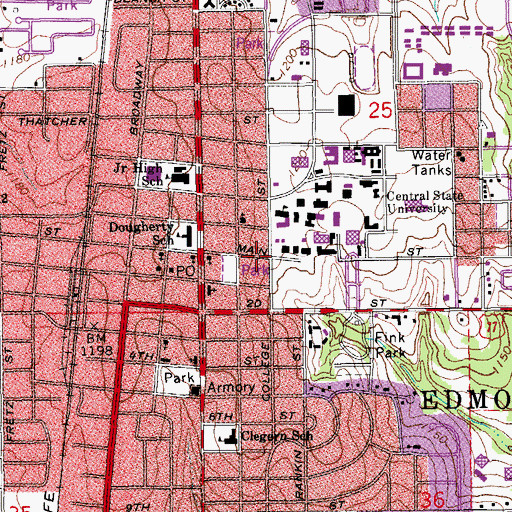 Topographic Map of Baptist Student Union-Edmond, OK