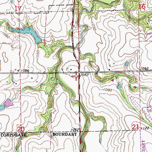 Topographic Map of Calvary Baptist Church, OK