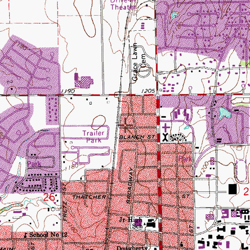 Topographic Map of Church of God, OK