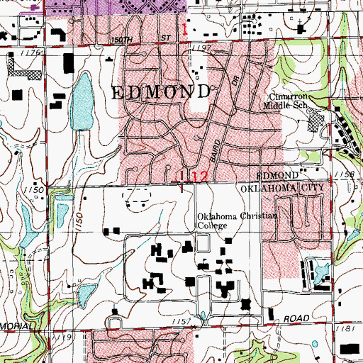 Topographic Map of Edmond American Baptist Church, OK