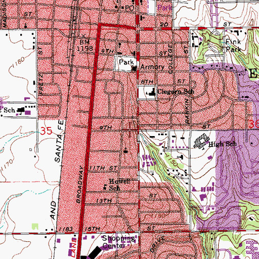 Topographic Map of Edmond Church of Christ, OK