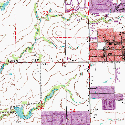 Topographic Map of Edmond Road Baptist Church, OK