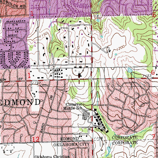 Topographic Map of First Baptist Church of Edmond, OK