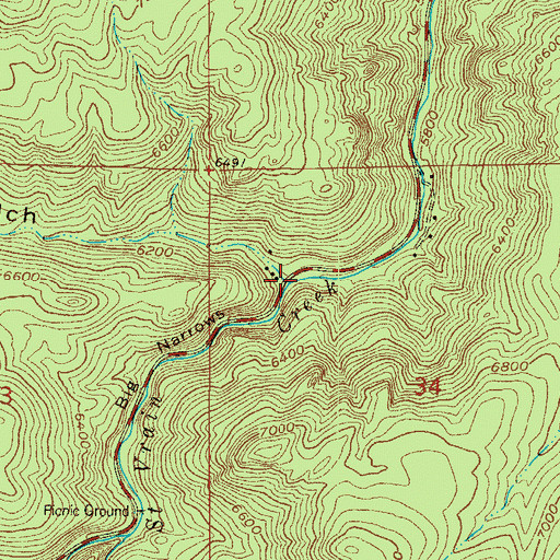 Topographic Map of Coffintop Gulch, CO