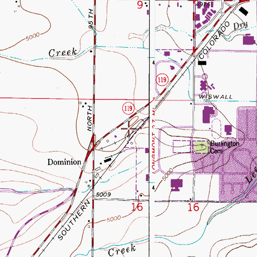 Topographic Map of Dominion, CO