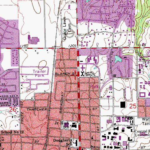 Topographic Map of Oklahoma Christian Health, OK