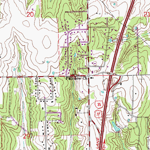 Topographic Map of Peace Lutheran Church, OK