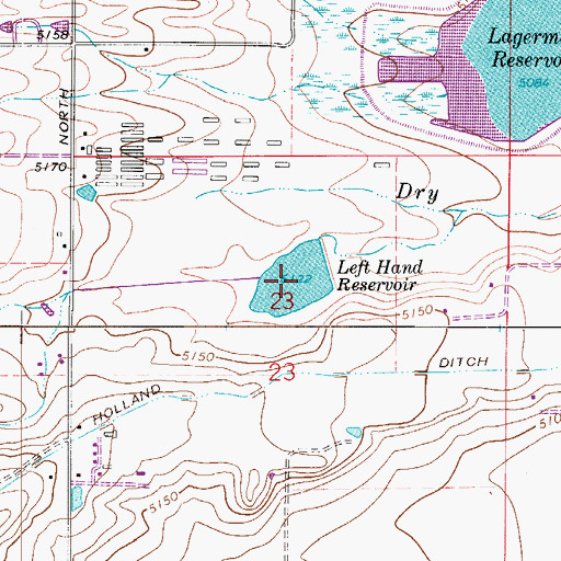 Topographic Map of Left Hand Reservoir, CO