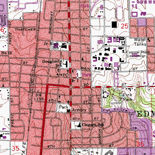 Topographic Map of Saint Marys Episcopal Church, OK