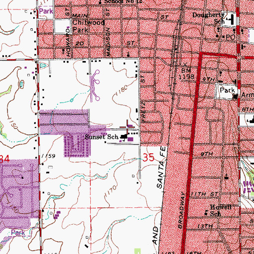 Topographic Map of Sunset Heights Baptist Church, OK