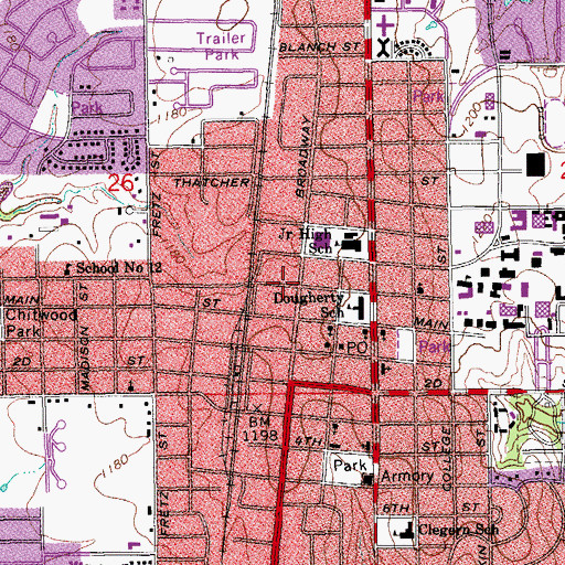 Topographic Map of Trinity Community Center, OK