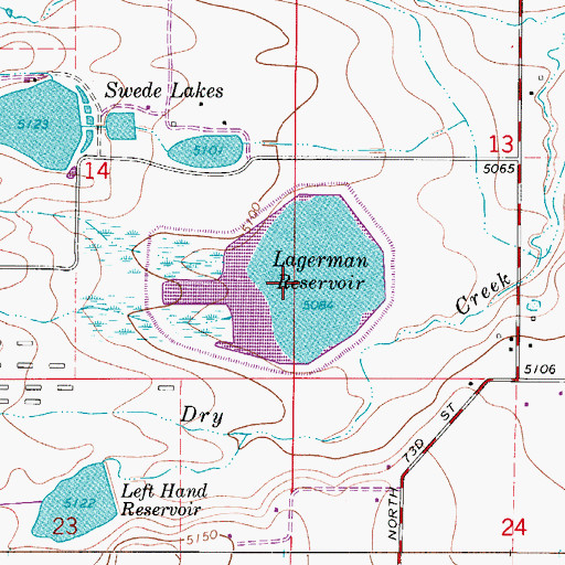 Topographic Map of Lagerman Reservoir, CO
