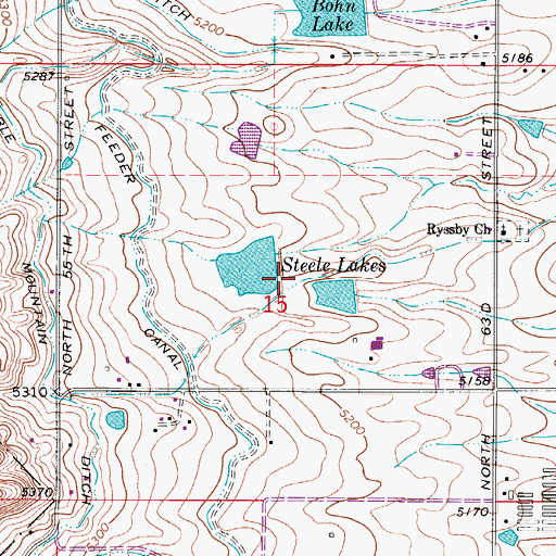 Topographic Map of Steele Lakes, CO