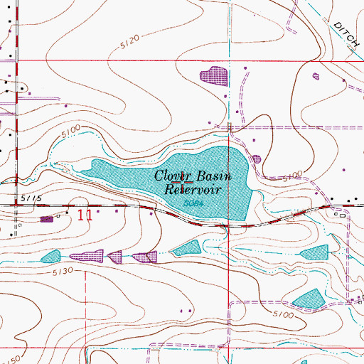 Topographic Map of Clover Basin Reservoir, CO
