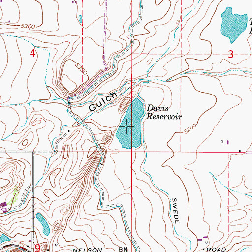 Topographic Map of Davis Reservoir, CO