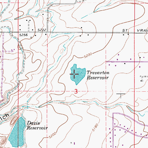 Topographic Map of Trevarton Reservoir, CO