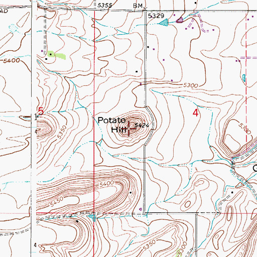 Topographic Map of Potato Hill, CO