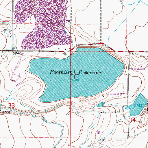 Topographic Map of Foothills Reservoir, CO