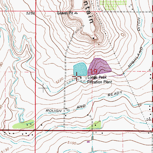 Topographic Map of Longs Peak Filtration Plant, CO