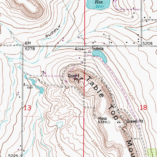 Topographic Map of Table Top Mountain, CO