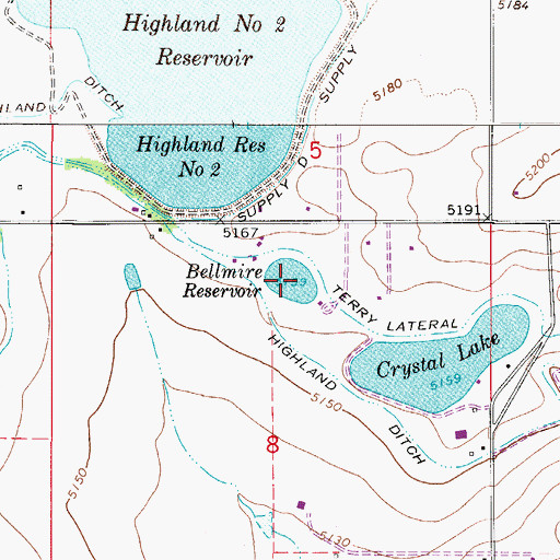 Topographic Map of Bellmire Reservoir, CO