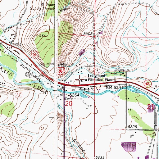 Topographic Map of Longmont Filtration Plant, CO