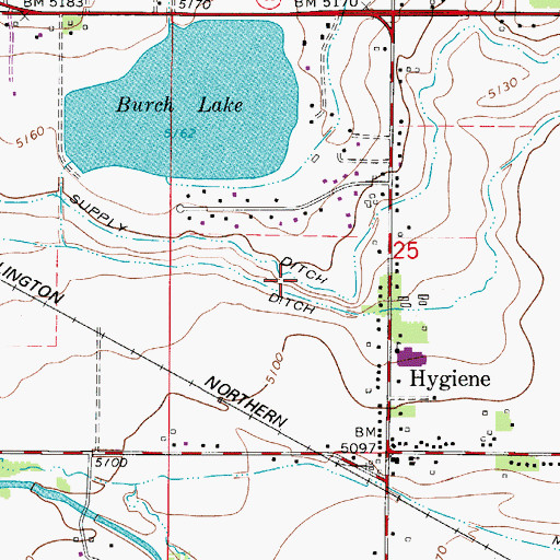 Topographic Map of Longmont Supply Ditch, CO