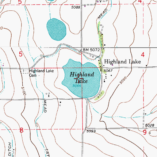Topographic Map of Highland Lake, CO