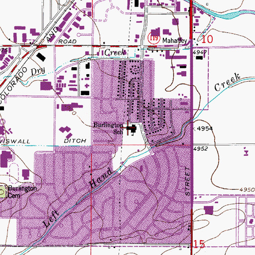 Topographic Map of Burlington School, CO