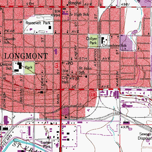 Topographic Map of Saint John the Baptist Catholic School, CO