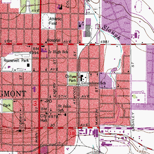 Topographic Map of Columbine Elementary School, CO