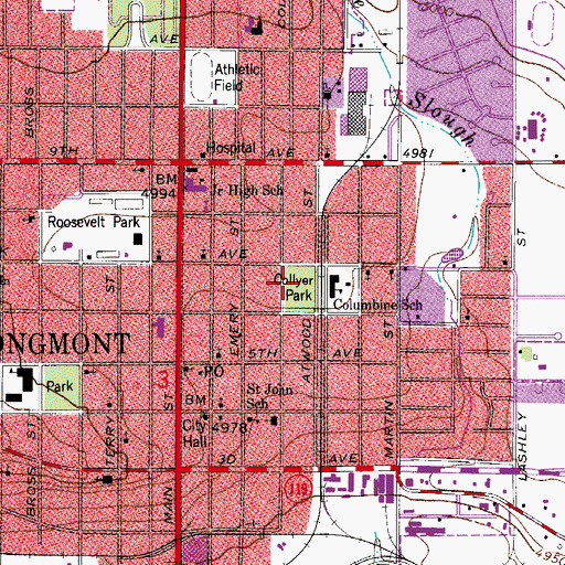 Topographic Map of Collyer Park, CO