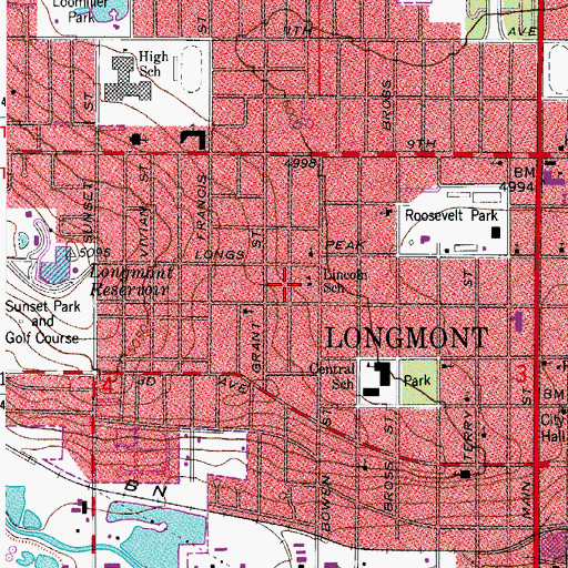 Topographic Map of Lincoln School, CO