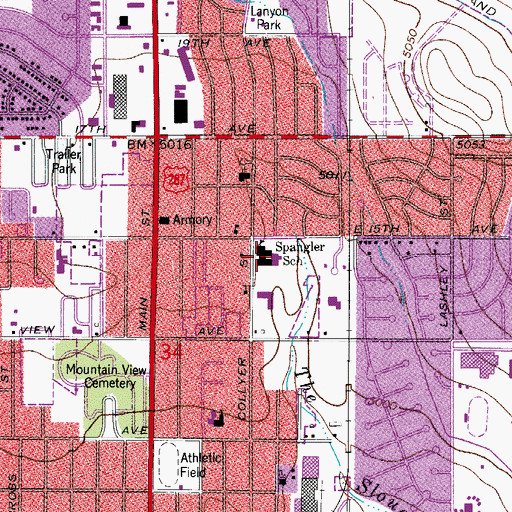 Topographic Map of Spangler Elementary School, CO