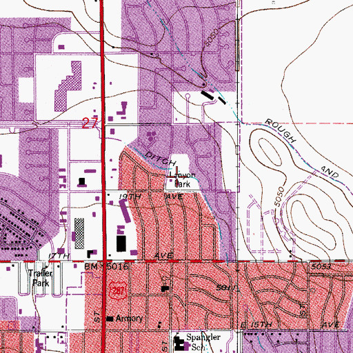 Topographic Map of Lanyon Park, CO